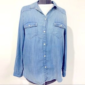 Boyfriend Style Denim Button Down Shirt